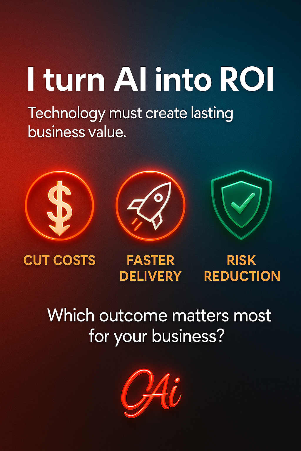 I Turn AI into ROI — infographic banner