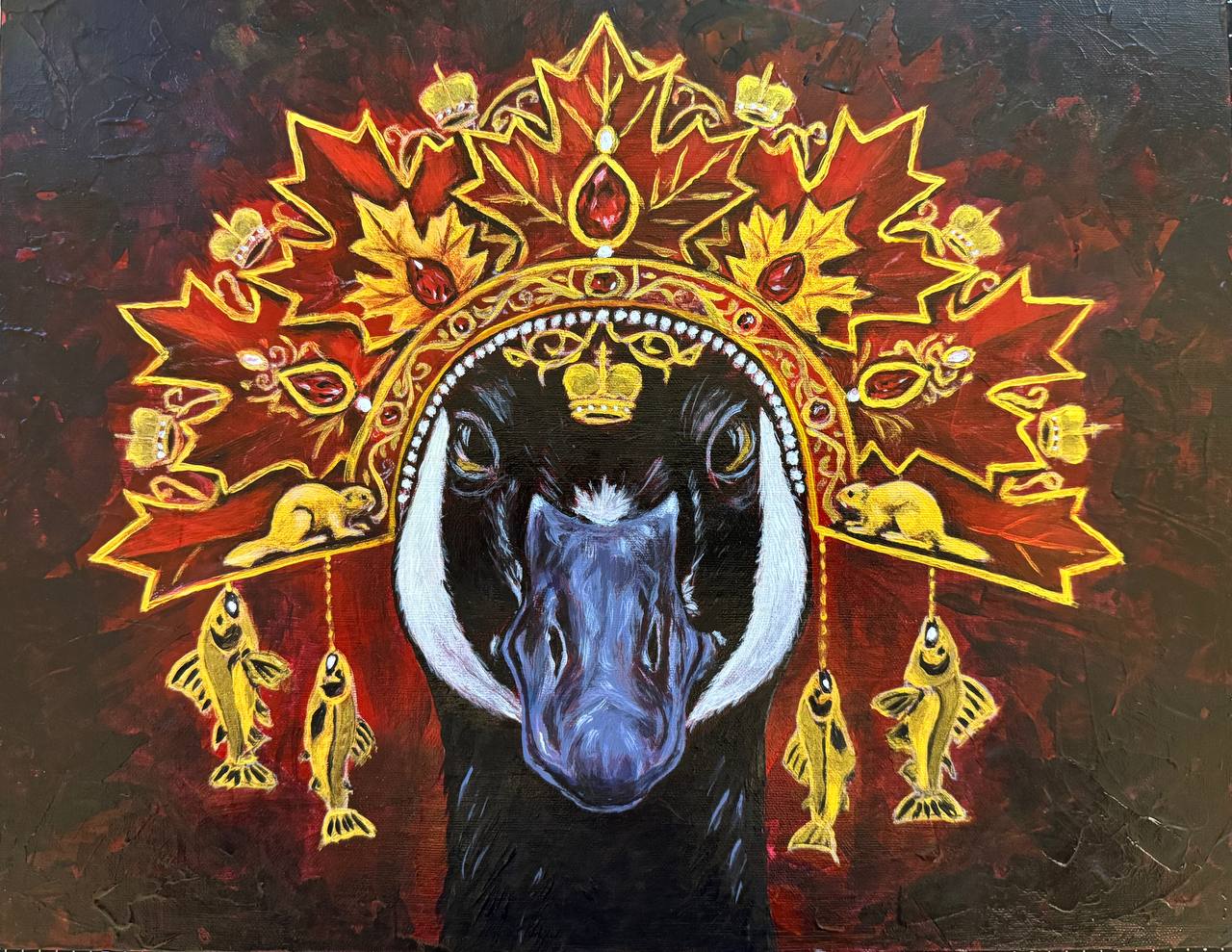 Painting symbolizing strong statements and identity, creativity.