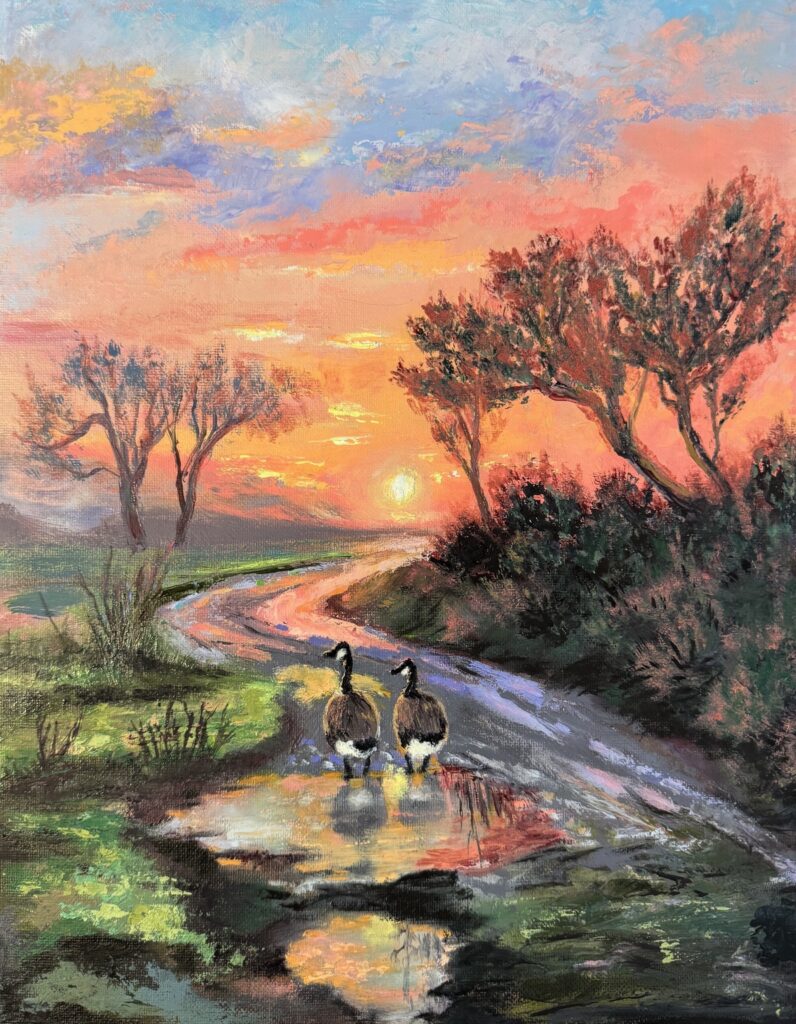 Endless Hopes painting geese on a trail